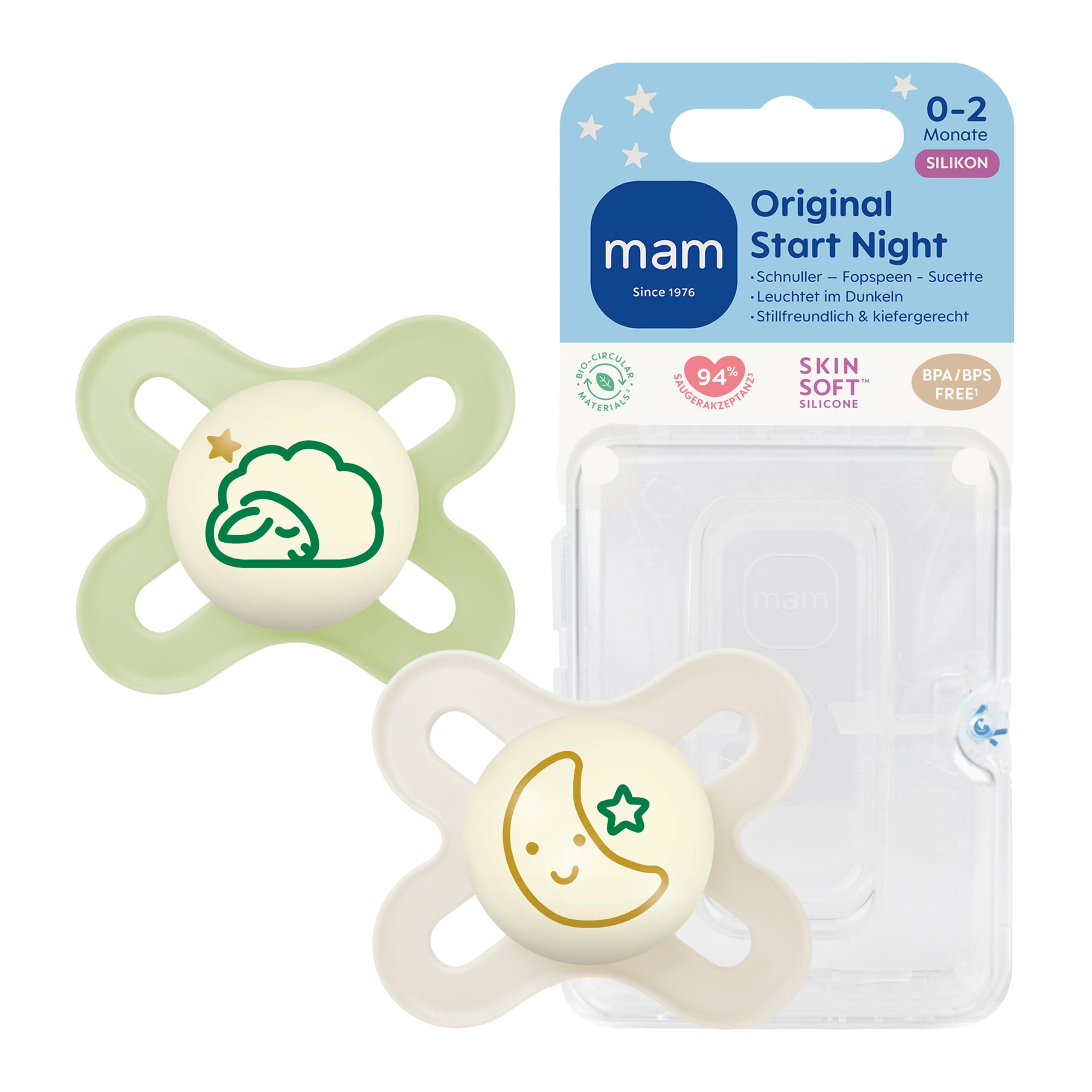 mam-original-start-night-schnuller-0-2-monate-2er-set-leuchtender-knopf-skinsoft image 1