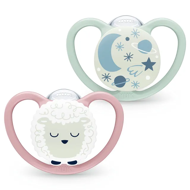 nuk-space-night-babyschnuller-0-6-monate-im-dunkeln-leuchtend-bpa-freies-silikon image 1