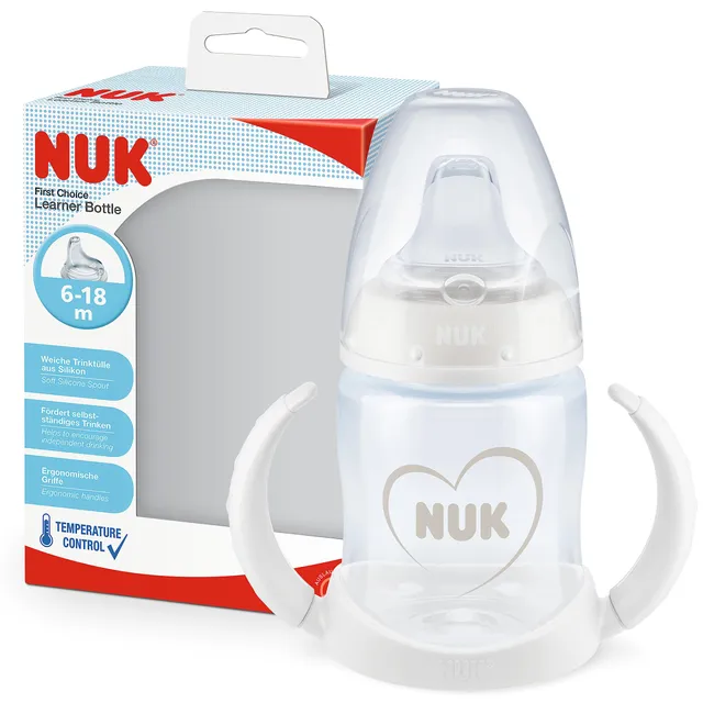 nuk-first-choice-trinklernflasche-150-ml-6-18-monate-anti-colic-silikon-herz-neu image 1