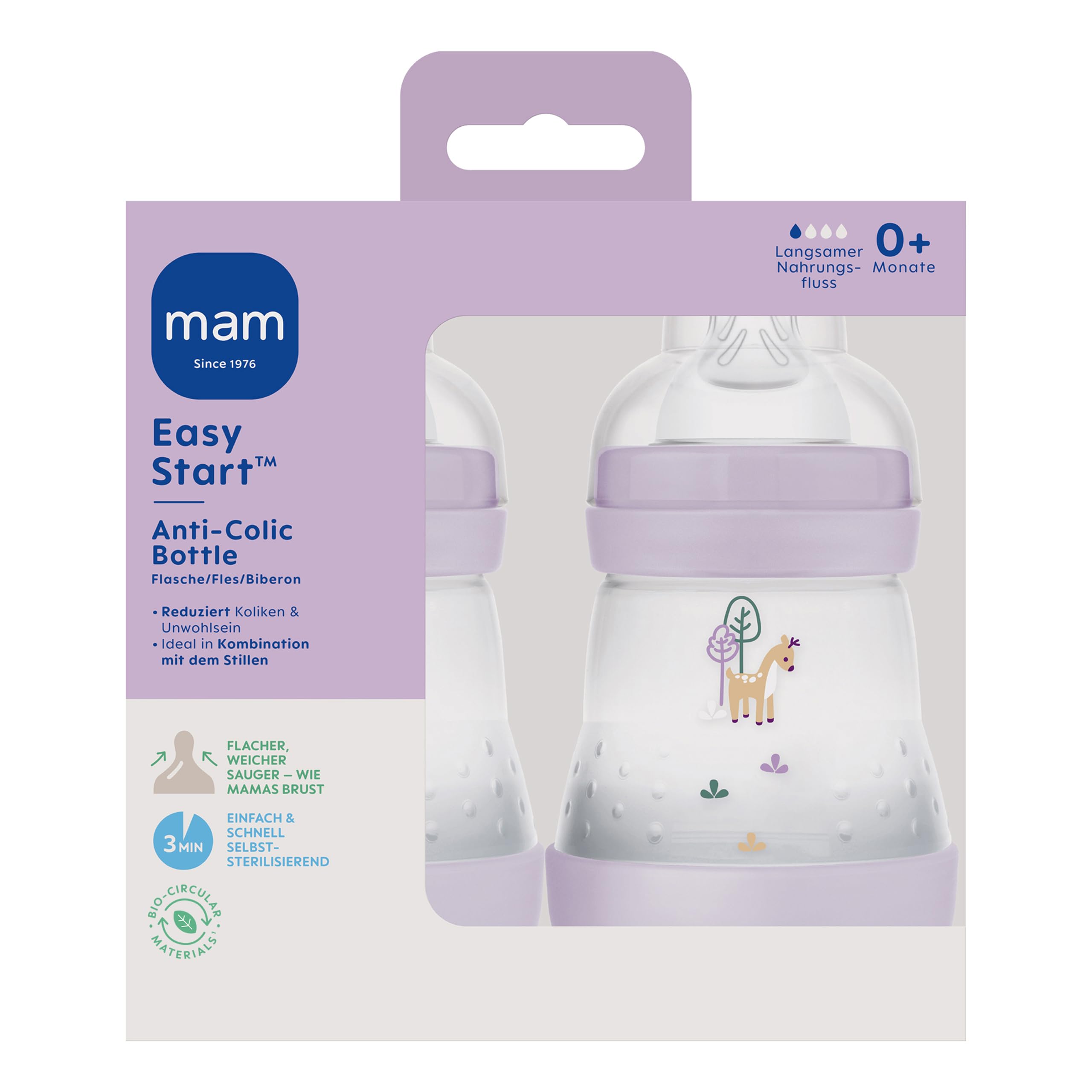 mam-easy-start-anti-colic-babyflasche-2er-set-160-ml-mit-bodenventil-und-sauger- image 2