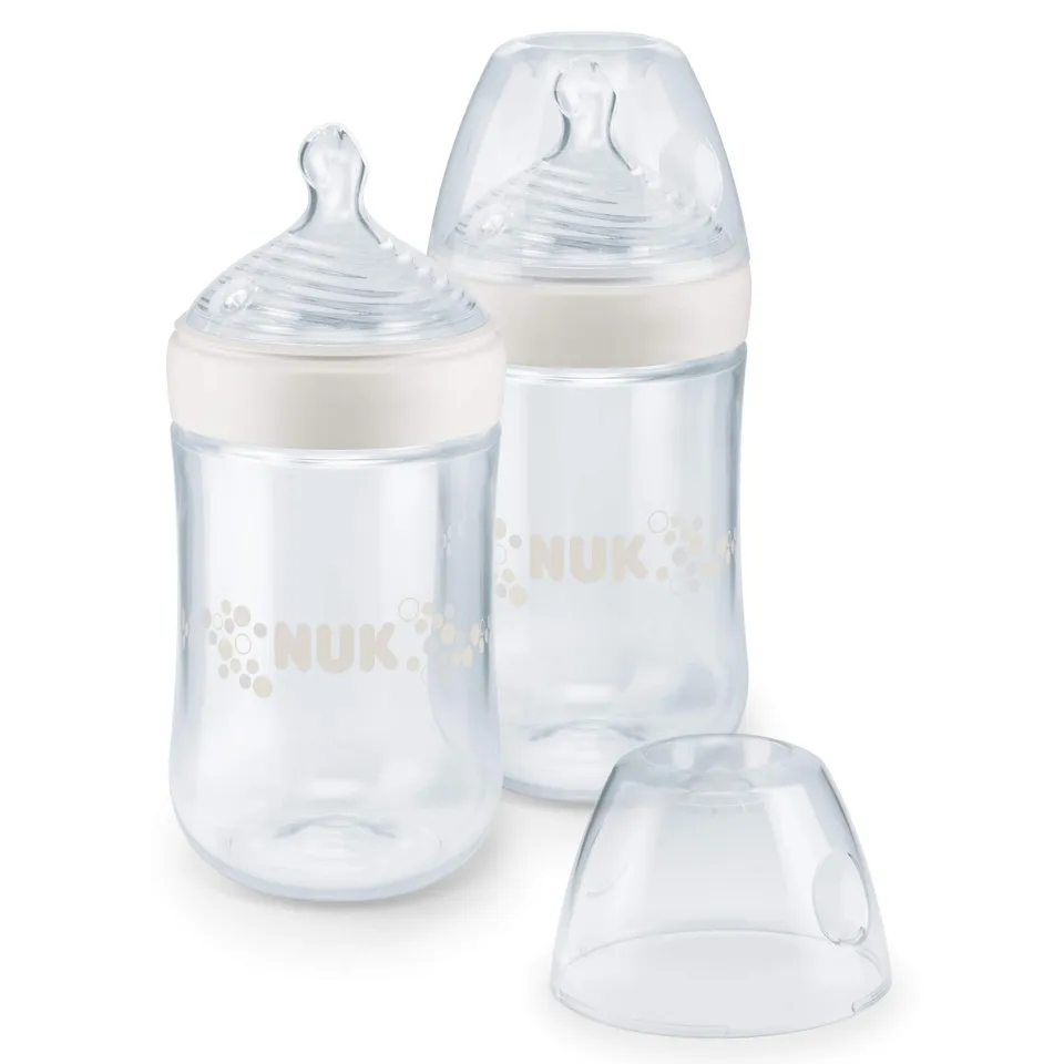 nuk-nature-sense-babyflaschen-set-2x-260-ml-6-18-monate-mit-brust-hnlichem-silik image 1