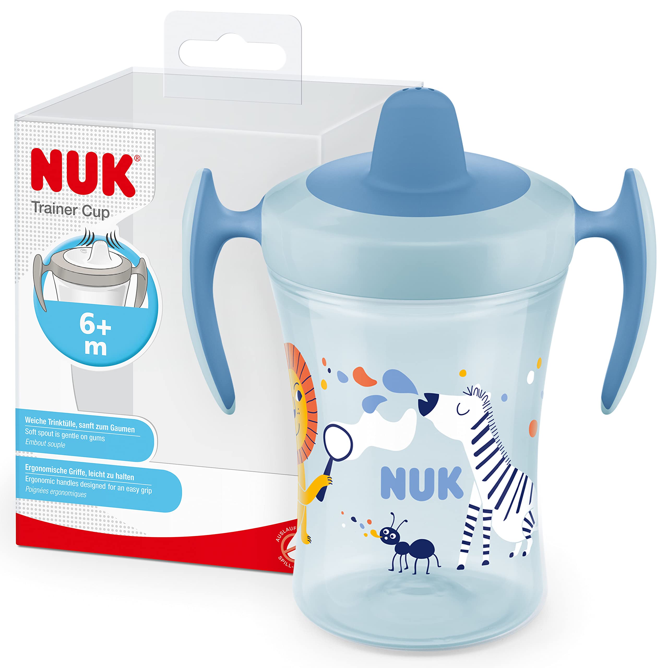nuk-trainer-cup-trinklernbecher-230-ml-6-monate-auslaufsicher-blaues-zebra image 1