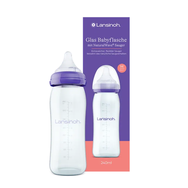 lansinoh-glas-babyflasche-mit-naturalwave-sauger-240-ml-auslaufsicher-hitzebest- image 1