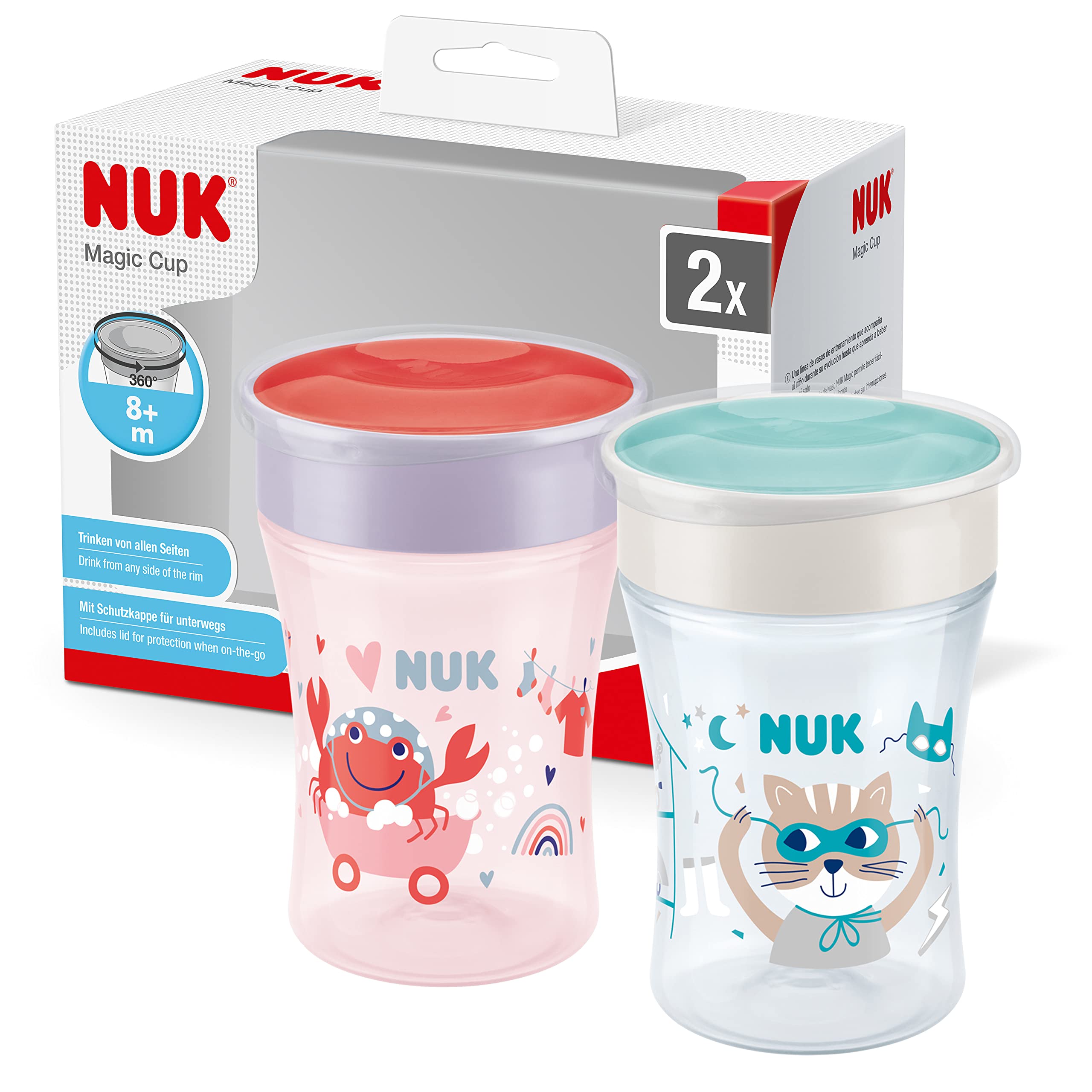 nuk-magic-cup-trinklernbecher-2er-set-8-monate-230-ml-auslaufsicher-360-trinkran image 1
