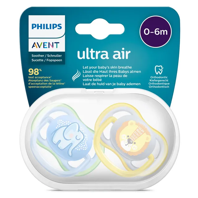 philips-avent-ultra-air-schnuller-2er-pack-elefant-l-we-0-6-monate-scf085-01 image 1