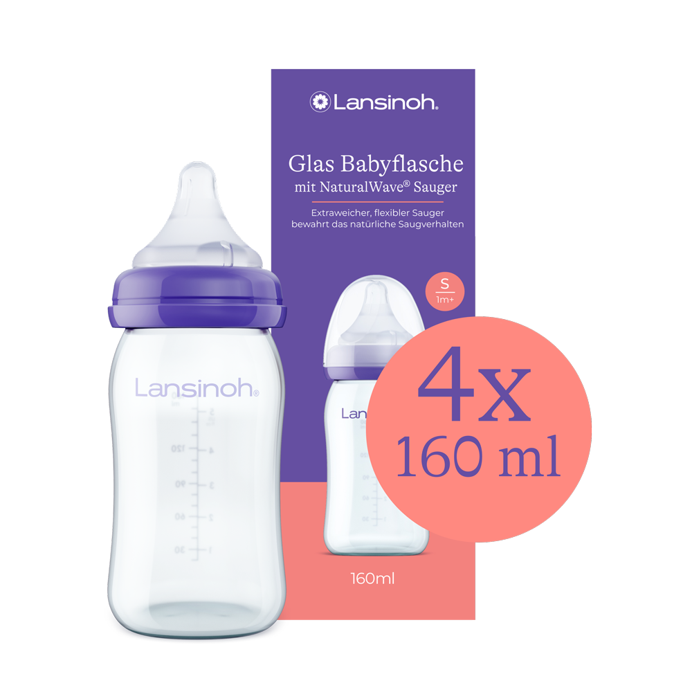 lansinoh-glas-babyflasche-mit-naturalwave-sauger-4-x-160-ml image 1