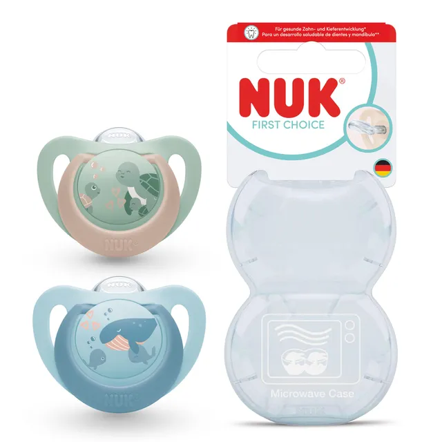 nuk-first-choice-baby-schnuller-6-18-monate-orthodontisch-schildkr-te-wal-2-st-c image 1