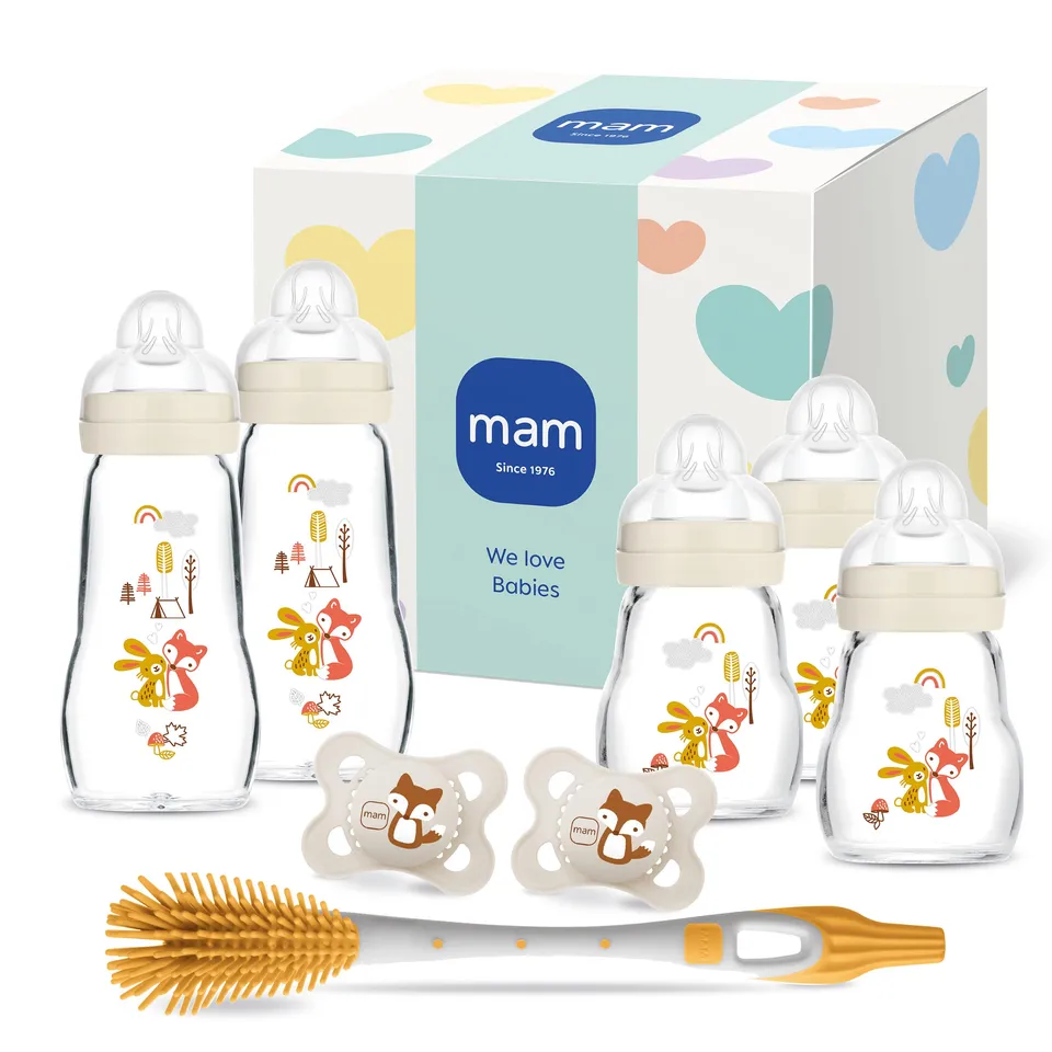 mam-feel-good-glass-bottle-premium-set-5-glasflaschen-2-schnuller-1-soft-brush-f image 1