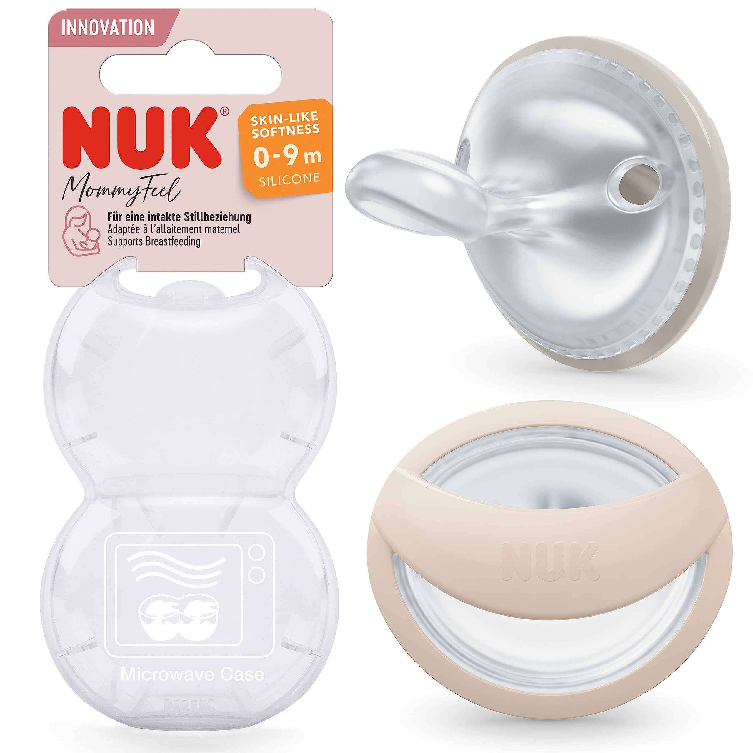 nuk-mommyfeel-babyschnuller-0-9-monate-stillfreundlich-bpa-freies-silikon-greige image 1